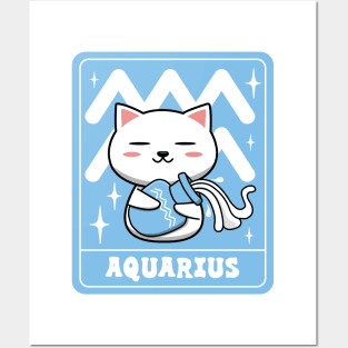 Cute Aquarius Cat Posters and Art